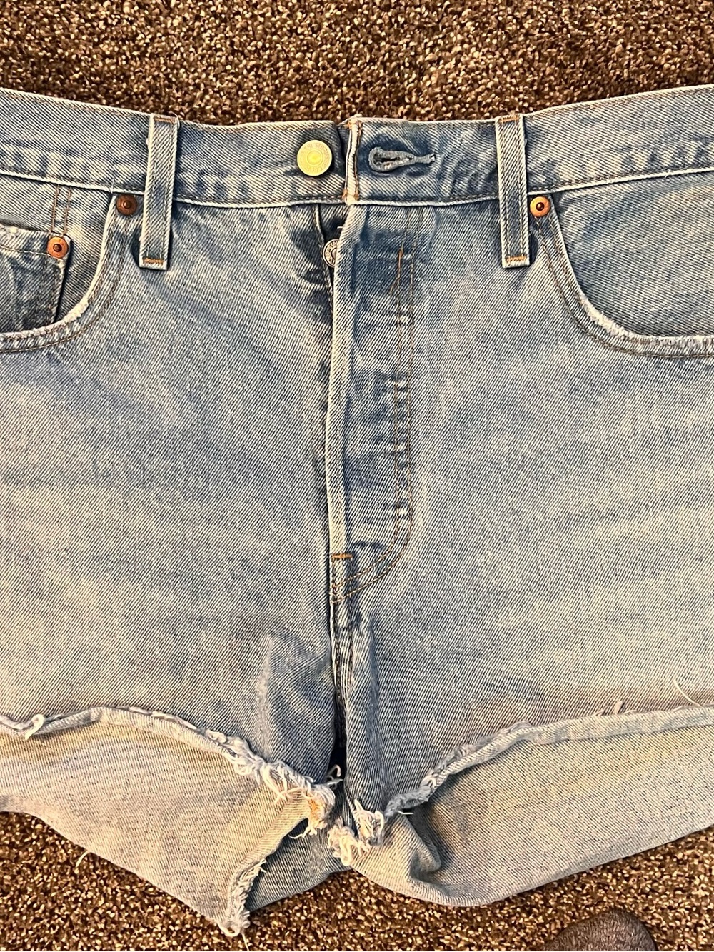Levi's Light Blue High-Rise Cutoff Denim Shorts